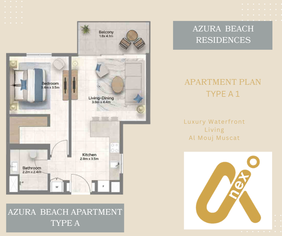 Apartment Type A1– Azura Beach Residences | 1 Bedroom Apartment
