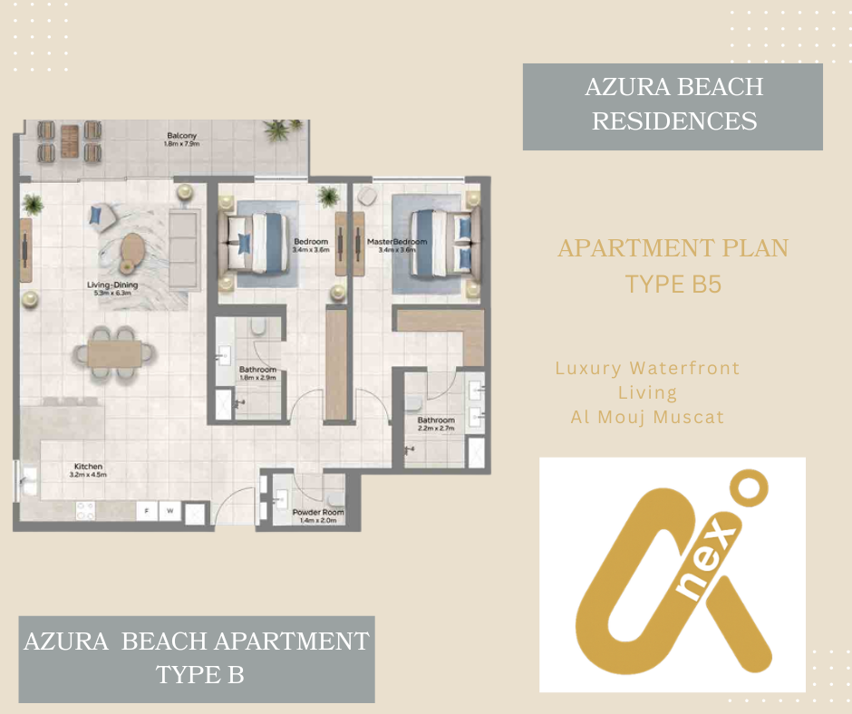 Apartment Type B5 – Azura Beach Residences | 2 Bedroom Apartment